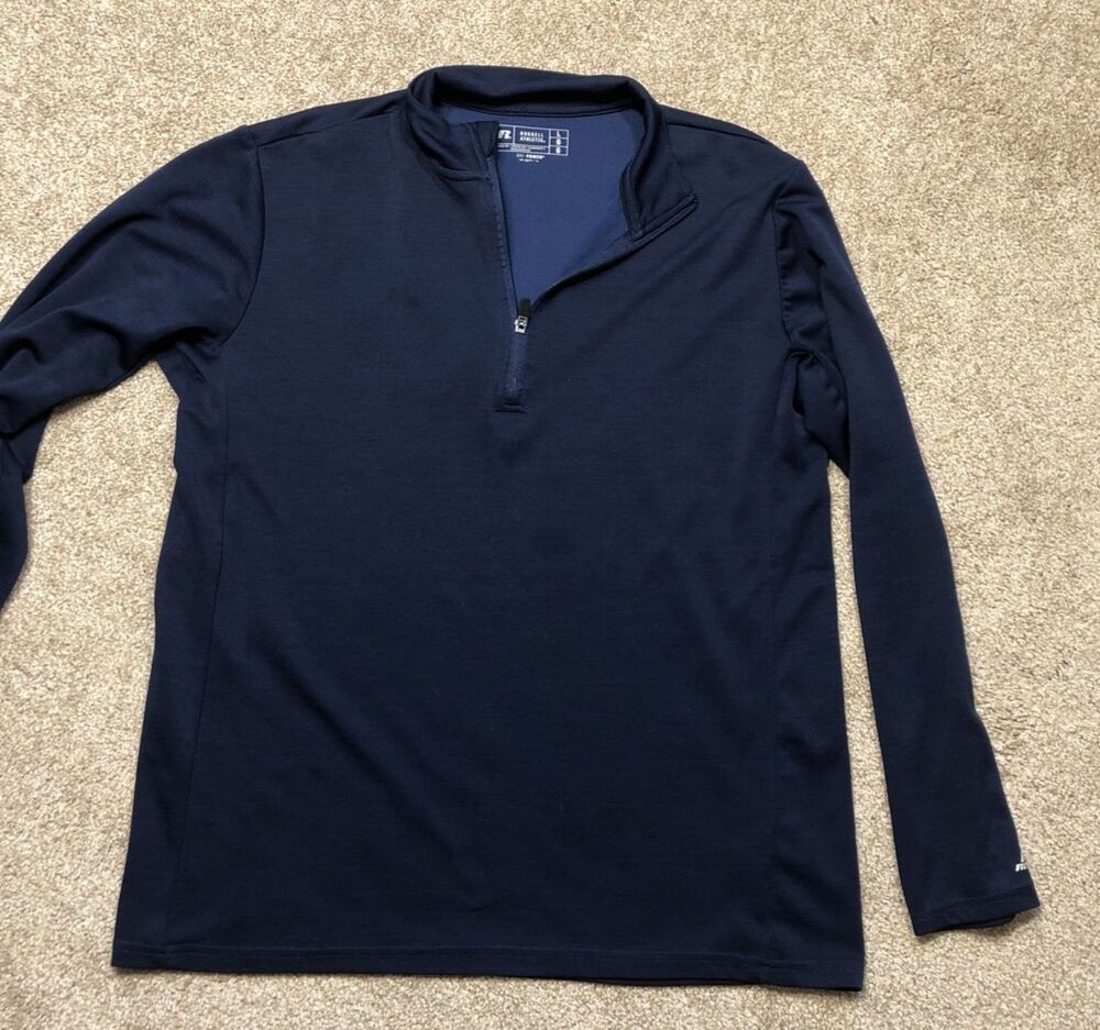 Russell Athletic Dri-power Lightweight 1/4 Zip Pullover Navy Blue Large